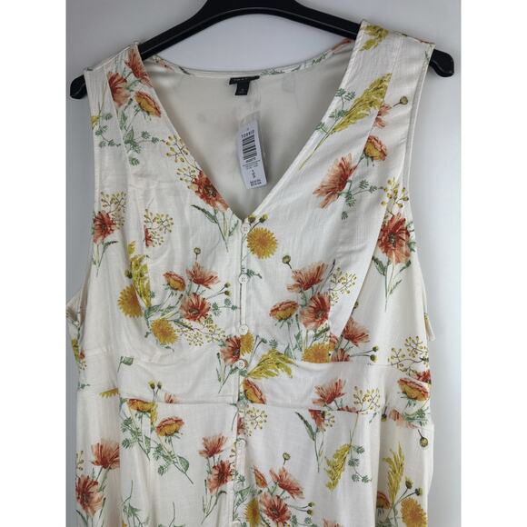 NWT Torrid Rayon Slub Button Up Waist Detail Tank Blouse Tie Floral Plus Size 4X - Picture 4 of 12